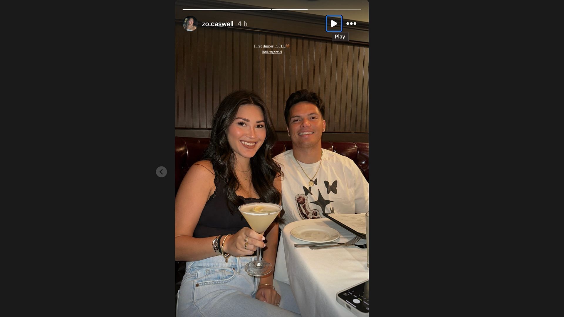 Dillon Gabriel's fiancée Zo Caswell IG Story